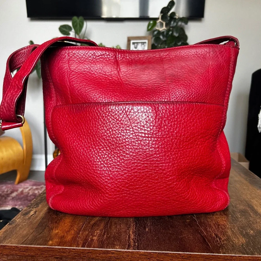 COACH Vintage RED Pebbled Leather Sonoma Shoulder Crossbody Bag G6M-4920 Large